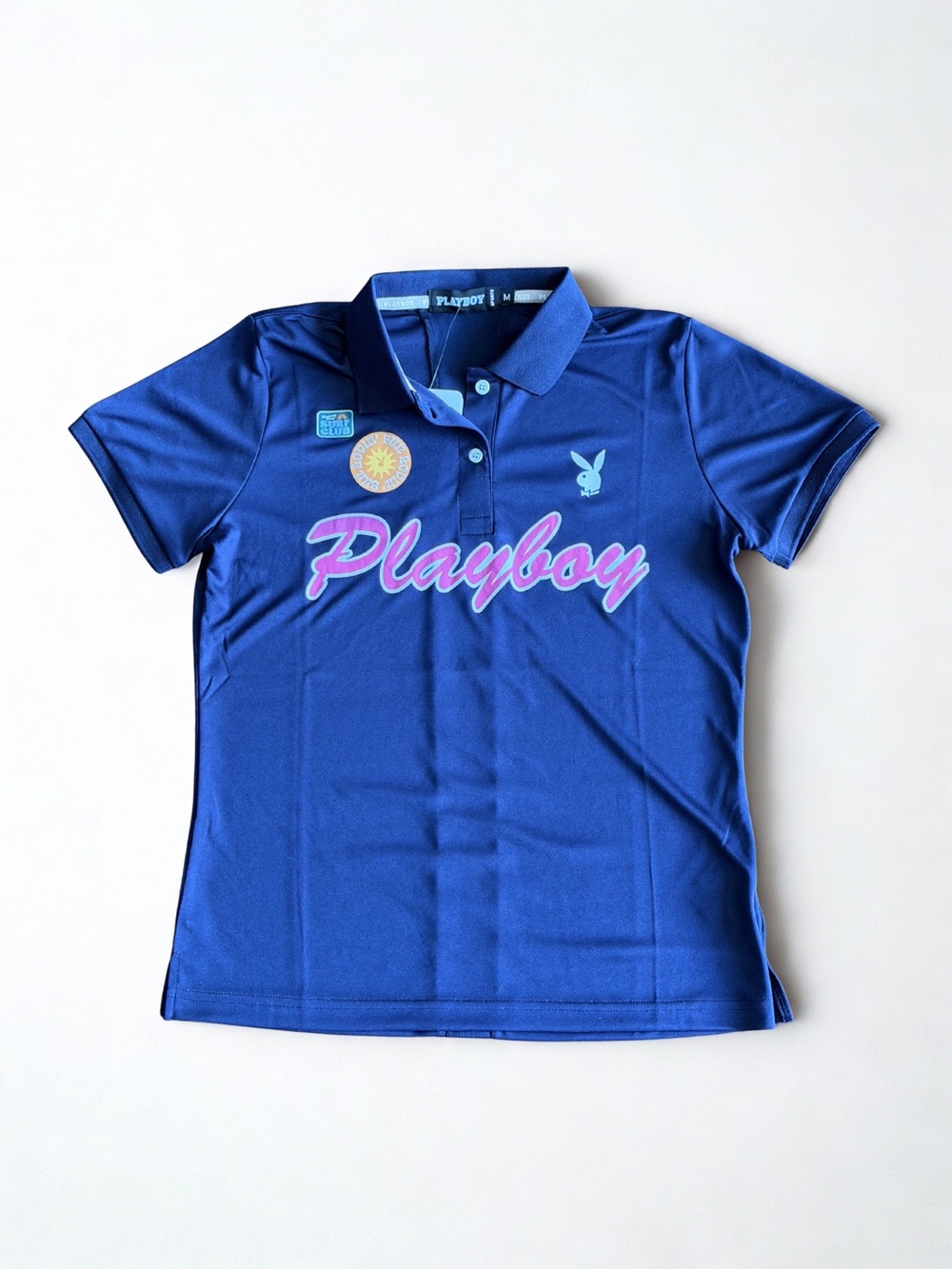 Rare PLAYBOY Blue Polo with Pink Script Logo